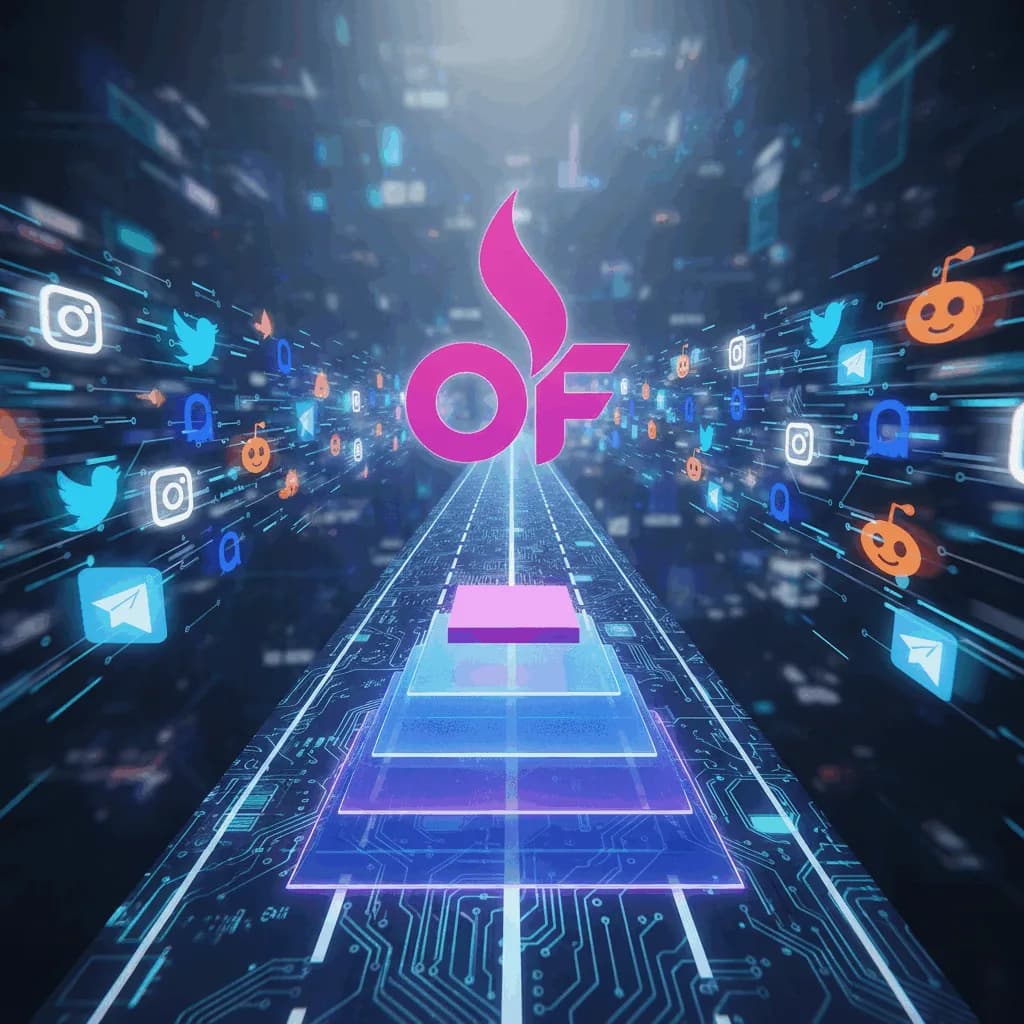 Autopista digital de tráfico procedente de varias redes sociales hacia OnlyFans