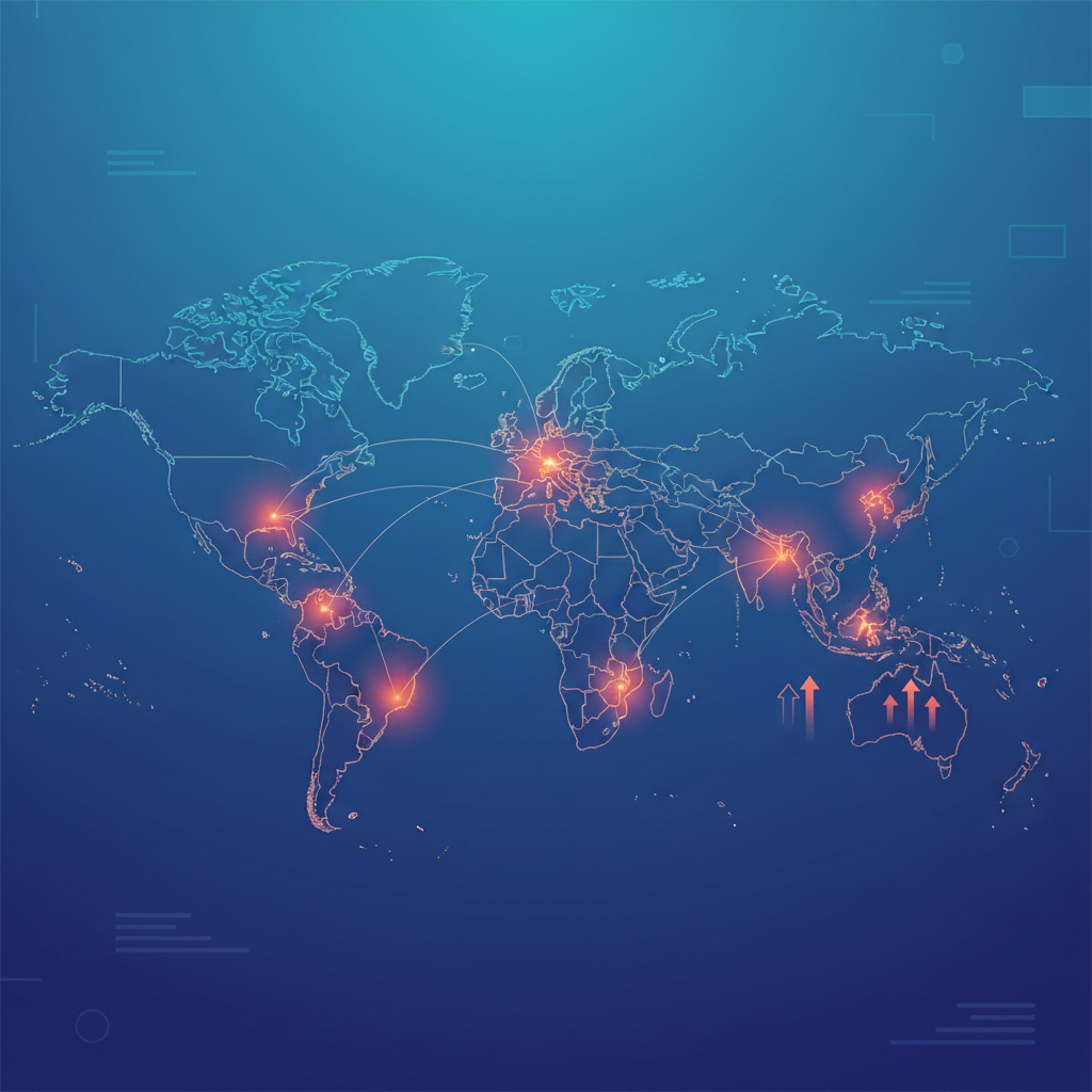 Mapa mundial destacando los mercados clave de OnlyFans y el crecimiento regional. - Ilustración del Estado de OnlyFans 2026