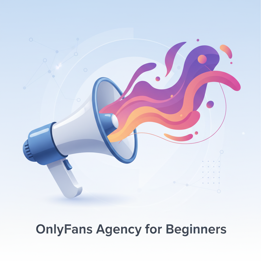 Un megáfono con 'OnlyFans Agency Marketing' saliendo de él - Ilustración de Agencia de OnlyFans para Principiantes